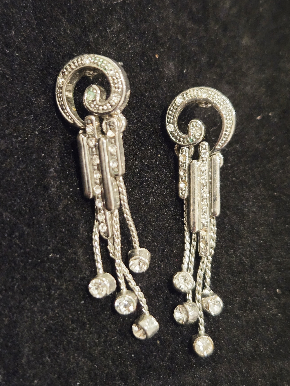 Silver Crystal Dangle Earrings - Elegant Women's Jewelry